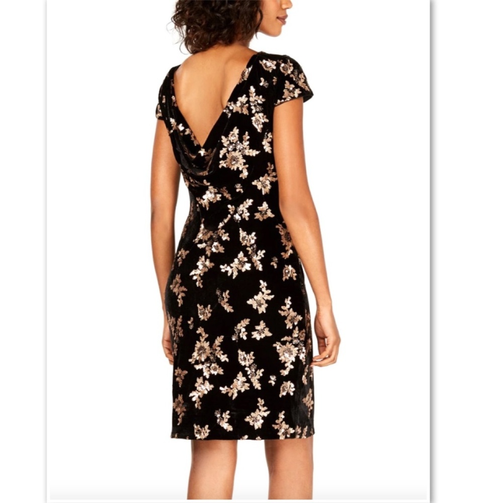 XSOLDX NWT Calvin Klein Velvet Sequin Cowl Dress - Picture 3 of 4